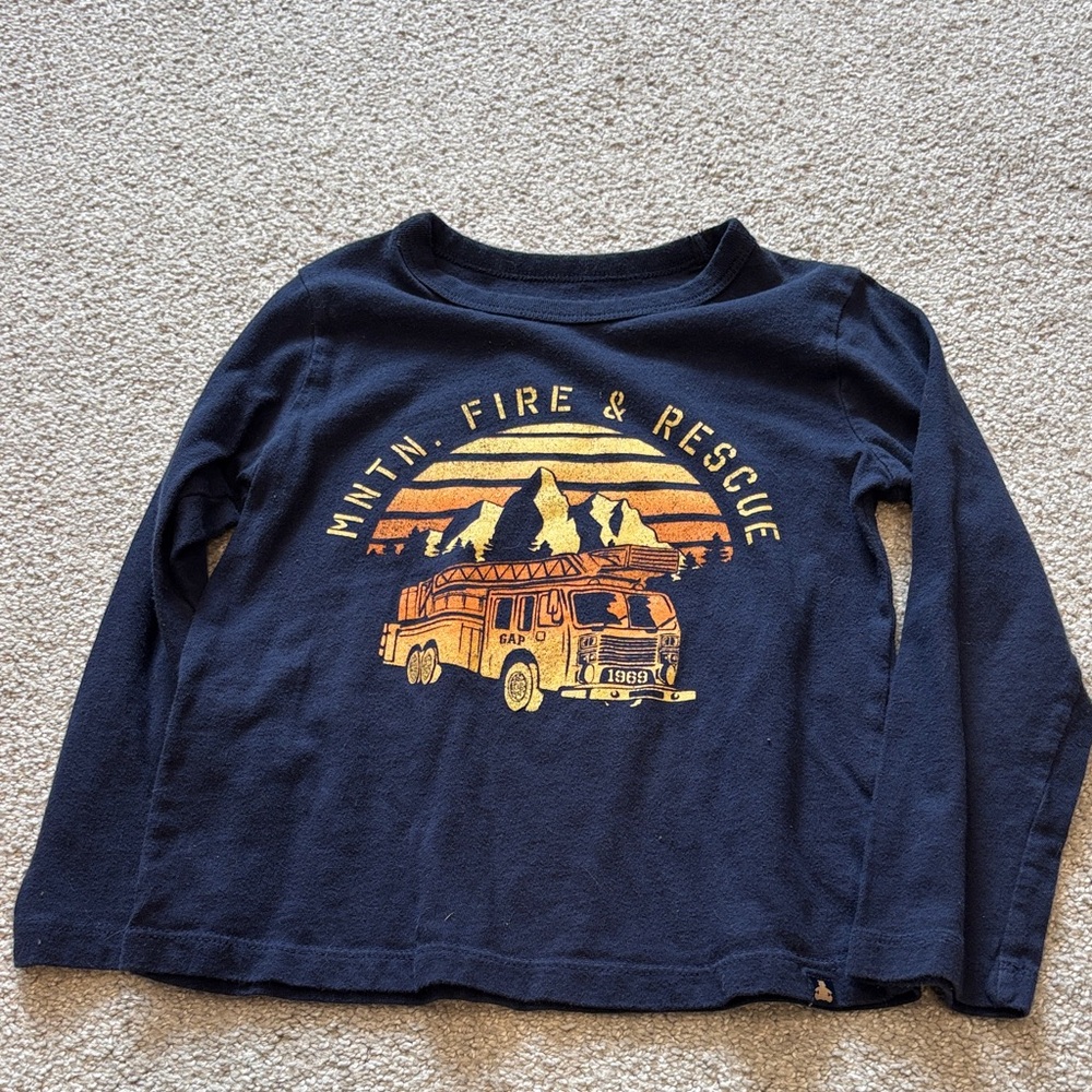 GAP Navy Long-Sleeve 'Mtn. Fire & Rescue' Graphic Tee